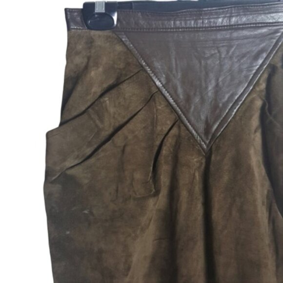 Danier vintage brown pencil leather suede 'triangle  waist' skirt - Picture 8 of 9